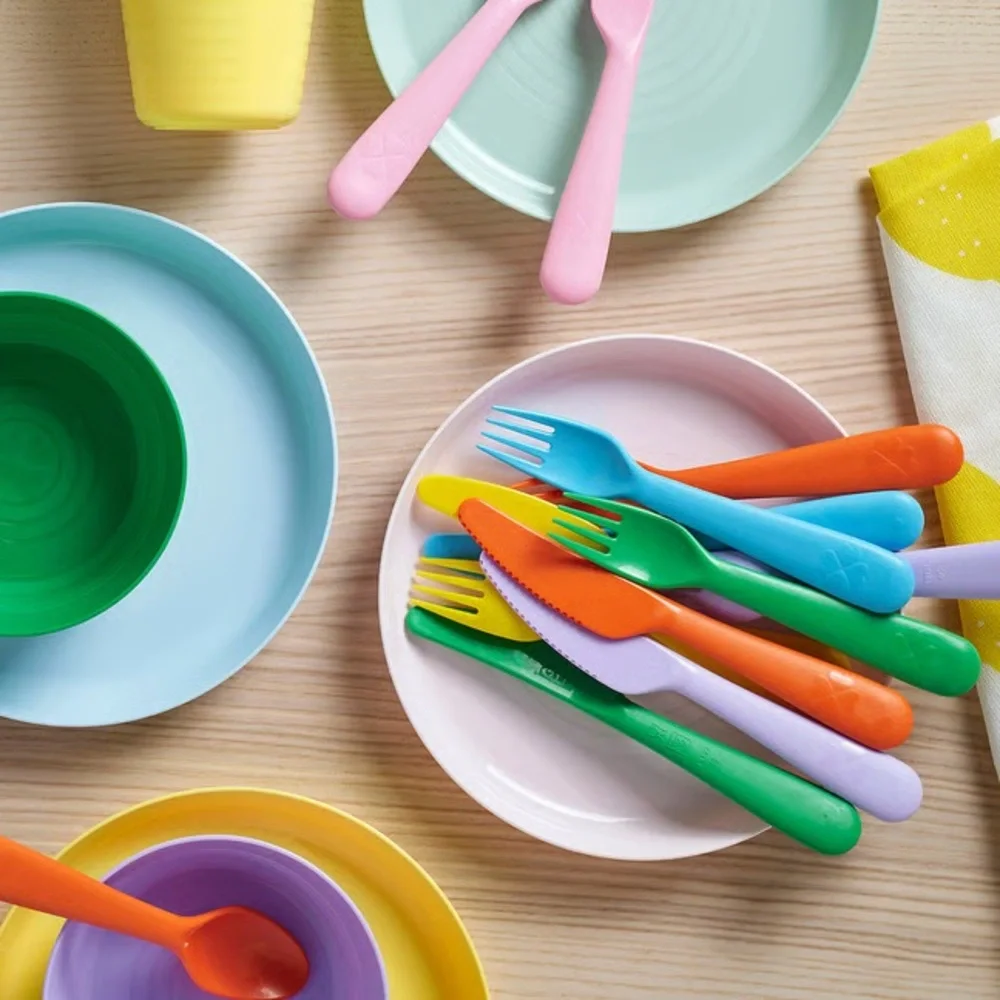 2 Packs Colorful Plastic Cutlery Set - Yellow, Purple, Orange, Blue, Pink, Green